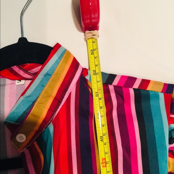 Hand cut multicolored Button Down dress / duster. - Picture 9 of 12